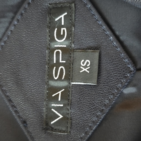 Via Spiga Mixed Media Leather Moto Jacket - Picture 4 of 17